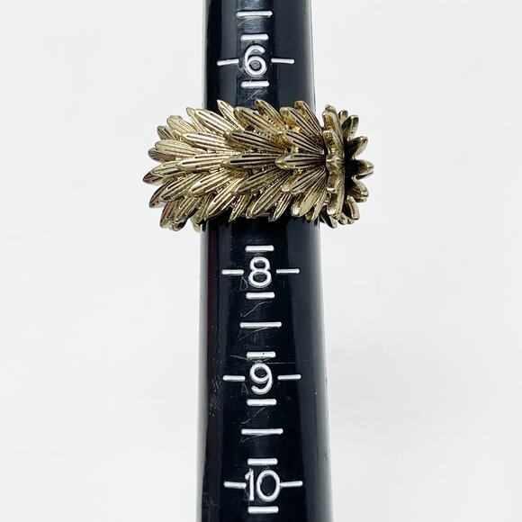 Brass Tone Elasticized Adjustable Statement Ring Fashion Costume Cocktail - Picture 5 of 6